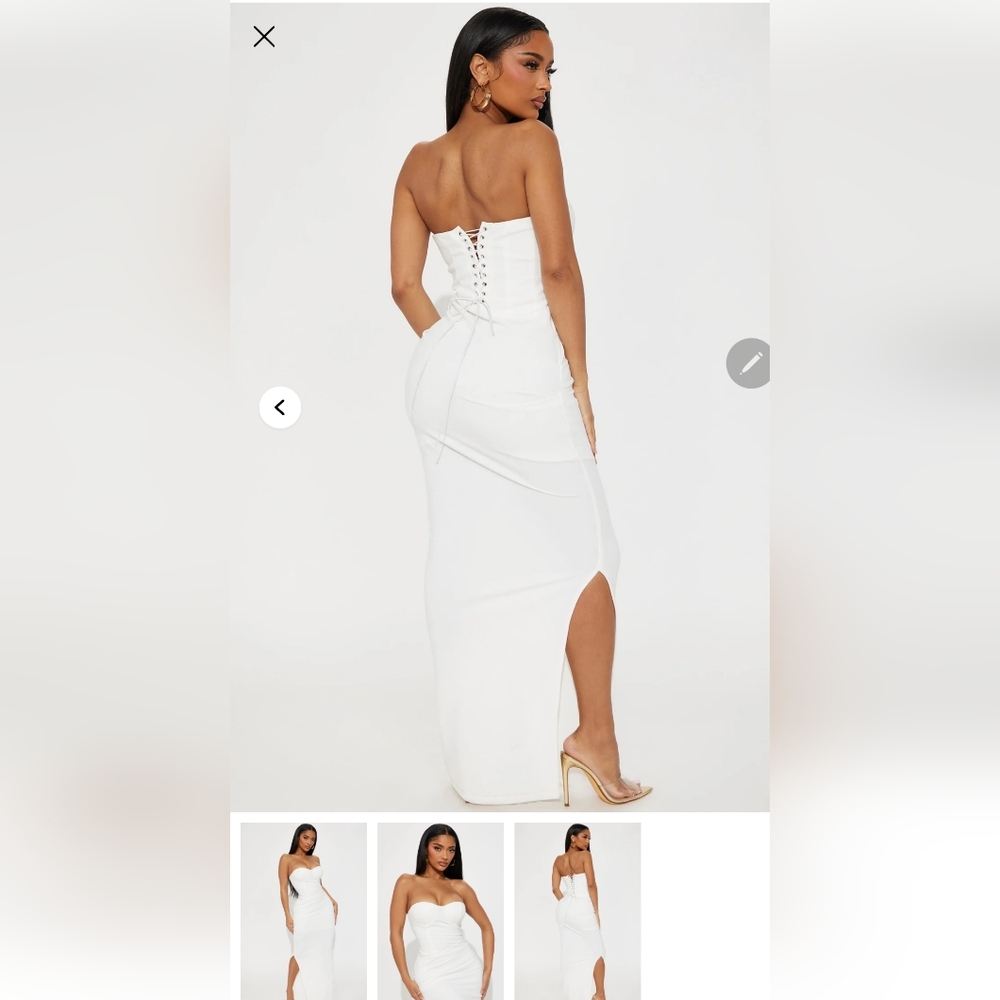 Fashion Nova Strapless White Dress